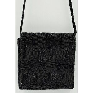 VTG Walborg Black Geometric Glass Beaded Evening Cocktail Bag Made in Korea